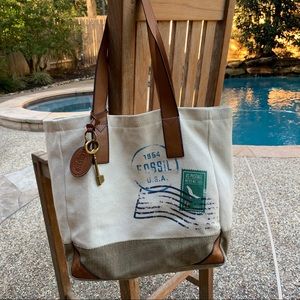 Fossil | Bags | Fossil Canvas Leather 